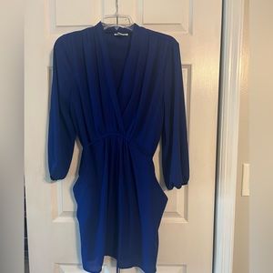 Royal blue dress with pockets!  Great for wedding guest or a night out.